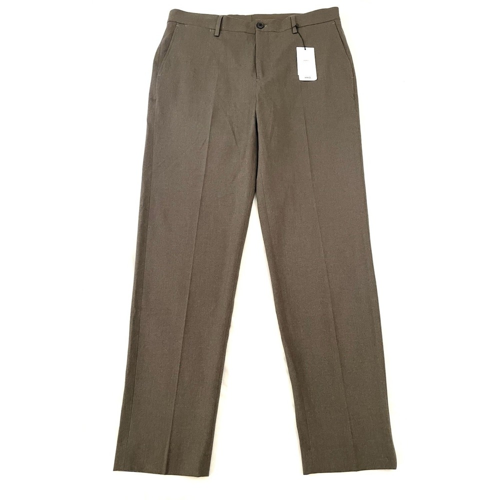 NEW Mango MNG Slim Fit Flannel Trouser Men's 34x31 Brown Dress Pants